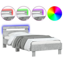 Berkfield Bed Frame Without Mattress With Led Lights Concrete Grey 90X200 Cm - thumbnail 2