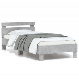 Berkfield Bed Frame Without Mattress With Led Lights Concrete Grey 90X200 Cm - thumbnail 1