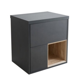 Homestylestore Black Grey 600mm Wall Hung Bathroom Vanity Unit With Countertop Basin - thumbnail 1