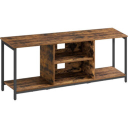 Songmics Vasagle Entertainment Center, Large Tv Console With Open Storage Design, Rustic Brown And Ink Black - thumbnail 6