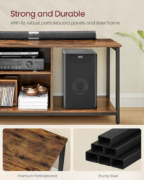 Songmics Vasagle Entertainment Center, Large Tv Console With Open Storage Design, Rustic Brown And Ink Black - thumbnail 5