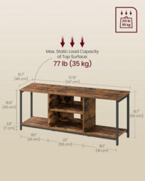 Songmics Vasagle Entertainment Center, Large Tv Console With Open Storage Design, Rustic Brown And Ink Black - thumbnail 2
