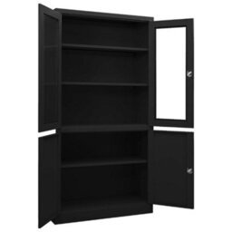 Berkfield Durable Office Cabinet Black 90X40X180 Cm Steel - thumbnail 5