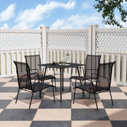 Outsunny Garden Table For 4 Person With Slat Top, Steel Frame, Black - thumbnail 7