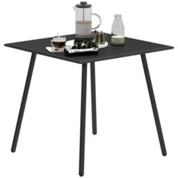 Outsunny Garden Table For 4 Person With Slat Top, Steel Frame, Black - thumbnail 2
