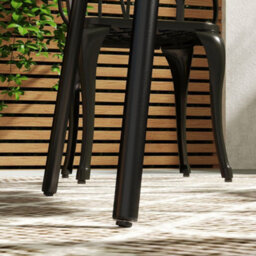 Outsunny Garden Table For 4 Person With Slat Top, Steel Frame, Black - thumbnail 9