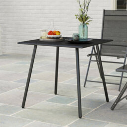 Outsunny Garden Table For 4 Person With Slat Top, Steel Frame, Black - thumbnail 8