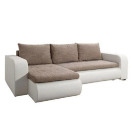 Brooklyn Lshaped Corner Sofa Bed With Storage Reversible Side Pull Out Sleep Function White And Beige - thumbnail 3