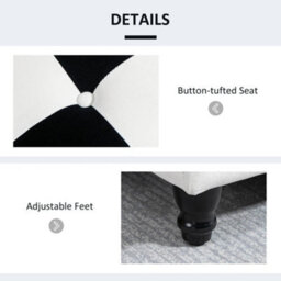 Wyld Haus Tava Velvet-Feel Black And White Storage Bench With Wooden Legs, L114 X D47 X H47Cm - thumbnail 7