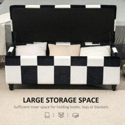Wyld Haus Tava Velvet-Feel Black And White Storage Bench With Wooden Legs, L114 X D47 X H47Cm - thumbnail 5