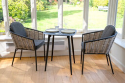 Sh&g Bolingbroke 2 Seat Bistro Set - 3 Piece Square Table & Chairs - Aluminium & Grey Rattan With Grey Cushions - Outdoor - thumbnail 7