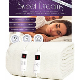 Sweet Dreams Luxury Fleece Electric Blanket King Size, Machine Washable Underblanket, Digital Control, Overheat Protection - thumbnail 1