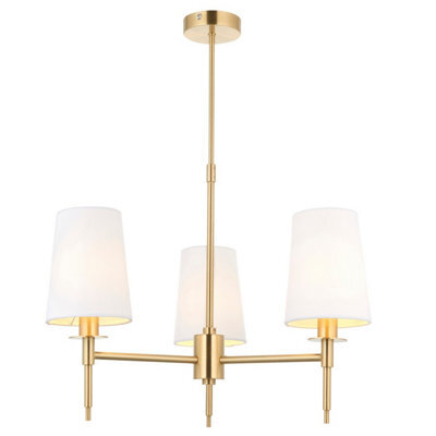 Luminosa Lighting Luminosa Florence Multi Arm Shade Pendant Ceiling Lamp, Satin Brass Plate, Vintage White Fabric - image 1