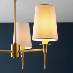 Luminosa Lighting Luminosa Florence Multi Arm Shade Pendant Ceiling Lamp, Satin Brass Plate, Vintage White Fabric - thumbnail 5