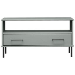 Berkfield Coffee Table With Metal Legs Grey 85X50X45 Cm Solid Wood Oslo - thumbnail 4