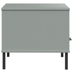 Berkfield Coffee Table With Metal Legs Grey 85X50X45 Cm Solid Wood Oslo - thumbnail 6