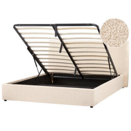 Beliani Ottoman Bed Boucle Lavaur 160 X 200 Cm (Eu King Size) Beige - thumbnail 1