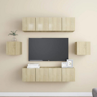 Berkfield 6 Piece Tv Cabinet Set Sonoma Oak Engineered Wood - image 1
