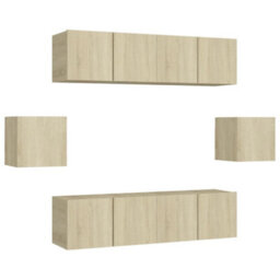 Berkfield 6 Piece Tv Cabinet Set Sonoma Oak Engineered Wood - thumbnail 2