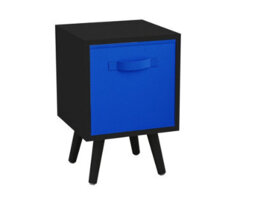 Urbn-Living Urbnliving 51Cm Height Black Wooden Cube Storage Bookcase Dark Blue Inserts Scandinavian Black Legs