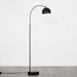 Valuelights Designer Style Black Curved Stem Floor Lamp With Gloss Black Metal Dome Light Shade - thumbnail 2