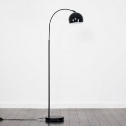 Valuelights Designer Style Black Curved Stem Floor Lamp With Gloss Black Metal Dome Light Shade - thumbnail 4
