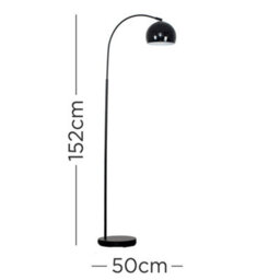 Valuelights Designer Style Black Curved Stem Floor Lamp With Gloss Black Metal Dome Light Shade - thumbnail 5