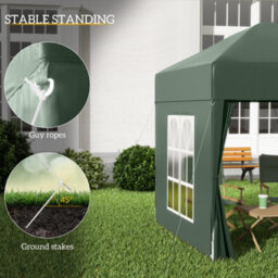 Outsunny 2X2M Pop Up Gazebo Canopy Marquee W/ Carry Bag, Green - thumbnail 6
