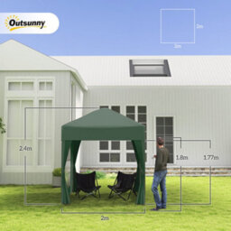 Outsunny 2X2M Pop Up Gazebo Canopy Marquee W/ Carry Bag, Green - thumbnail 3
