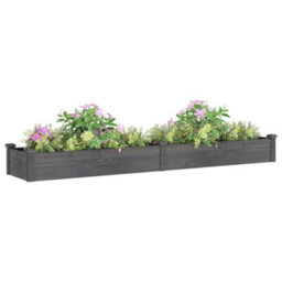 Berkfield Garden Raised Bed With Liner Grey 240X45X25 Cm Solid Wood Fir - thumbnail 3