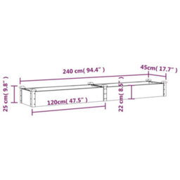 Berkfield Garden Raised Bed With Liner Grey 240X45X25 Cm Solid Wood Fir - thumbnail 8