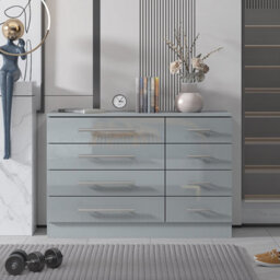 Harmin High Gloss Grey 8 Drawer Sideboard / Cupboard / Buffet Solo / Chest Of Drawers - thumbnail 6