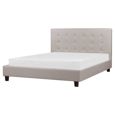 Beliani Bed Fabric La Rochelle 160 X 200 Cm (Eu King Size) Light Grey - image 1