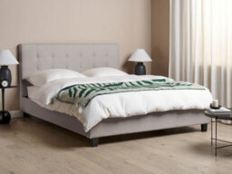 Beliani Bed Fabric La Rochelle 160 X 200 Cm (Eu King Size) Light Grey - thumbnail 2