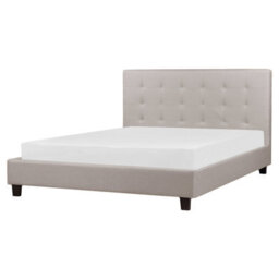 Beliani Bed Fabric La Rochelle 160 X 200 Cm (Eu King Size) Light Grey - thumbnail 1