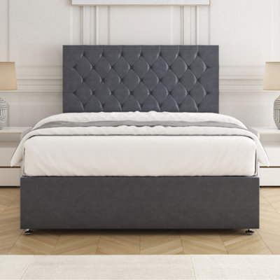 Bsspoke Mia Divan Bed Set Steel Plush Velvet 24Inch Headboard & Mattress No Drawers In 3Ft 4Ft 4Ft6 5Ft 6Ft - image 1