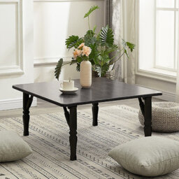 Living And Home Outdoor Square Black Mdf Wooden Tabletop Folding Table Foldable Table With Plastic Leg 800X800 mm