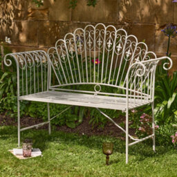 Dibor Vintage Style Grey Iron Outdoor Garden Furniture Bench - thumbnail 1