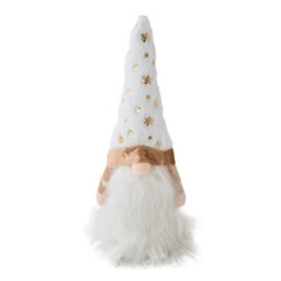 Living And Home Lighted White Plush Gnome Christmas Tree Topper Gold Snowflake Warm White Led Decorations - thumbnail 4