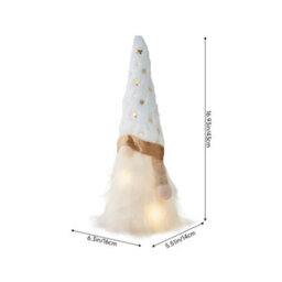 Living And Home Lighted White Plush Gnome Christmas Tree Topper Gold Snowflake Warm White Led Decorations - thumbnail 9