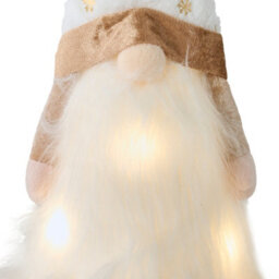 Living And Home Lighted White Plush Gnome Christmas Tree Topper Gold Snowflake Warm White Led Decorations - thumbnail 7
