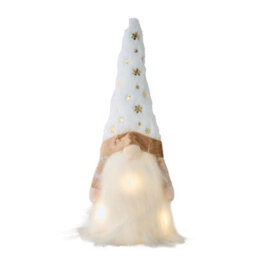 Living And Home Lighted White Plush Gnome Christmas Tree Topper Gold Snowflake Warm White Led Decorations - thumbnail 6