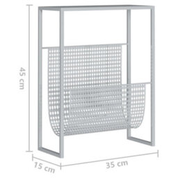 Berkfield Magazine Rack Silver 35X15X45 Cm Steel - thumbnail 7