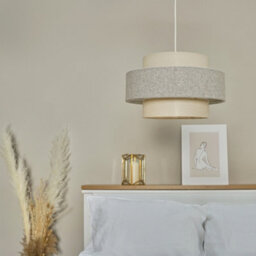 Valuelights Weaver Cream/grey Herringbone Ceiling Lamp Shade And Bulb - thumbnail 8