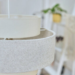 Valuelights Weaver Cream/grey Herringbone Ceiling Lamp Shade And Bulb - thumbnail 4