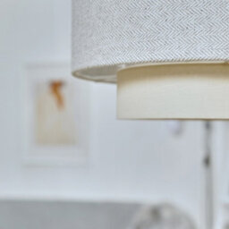 Valuelights Weaver Cream/grey Herringbone Ceiling Lamp Shade And Bulb - thumbnail 5