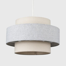 Valuelights Weaver Cream/grey Herringbone Ceiling Lamp Shade And Bulb - thumbnail 3