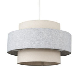 Valuelights Weaver Cream/grey Herringbone Ceiling Lamp Shade And Bulb - thumbnail 6