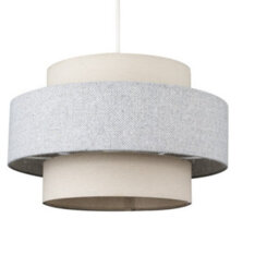 Valuelights Weaver Cream/grey Herringbone Ceiling Lamp Shade And Bulb - thumbnail 1