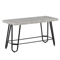 Beliani Dining Set With Grey And Black Marble-Veneer Top And 2 Space-Saving Benches, L110 X D70 X H76Cm - thumbnail 6